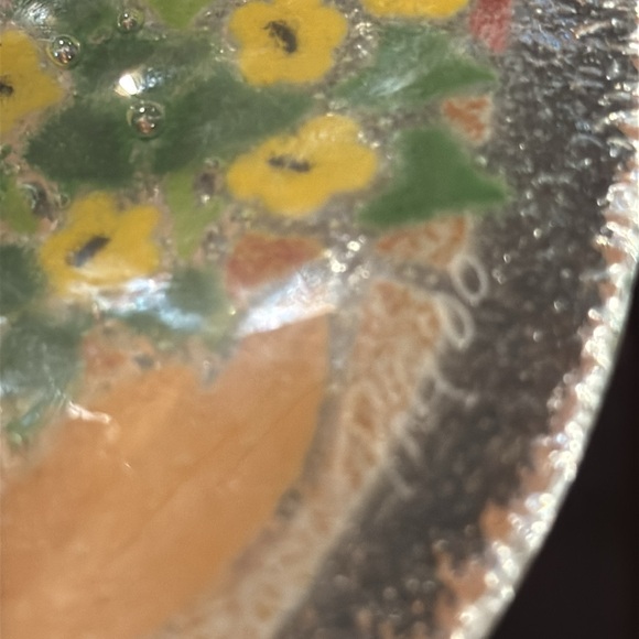 Peggy Karr Fused Art Glass Decor Plate Tuxedo Cat Garden Wall Flowers SIGNED - Picture 7 of 7